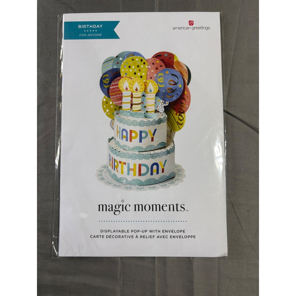 American Greetings Magic Moments Pop Up Birthday Card 3D Display Cake 6998773‎